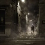 Karlı bir alanda karanlık suç soruşturması atmosferi