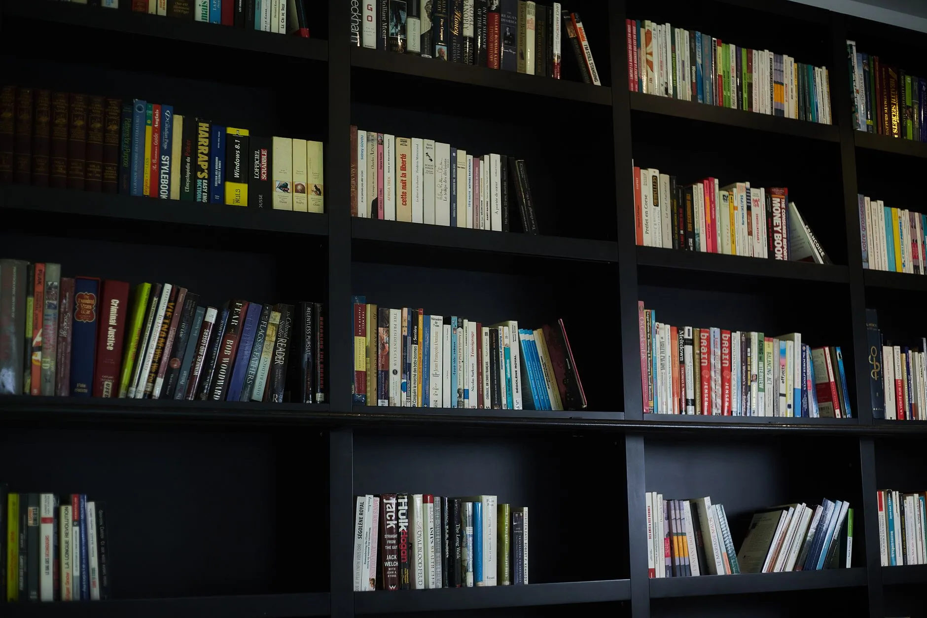 Kitaplarla çevrili karanlık bir editörlük ofisi
