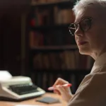 Helen Garner’ın yazarlık kariyerini anlattığı röportajı temsil eden yaşlı kadın yazar portresi