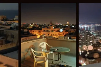 Gece çatıda çekim yapan belgesel film ekibi