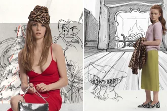 Elle çizilmiş animasyon karakterleriyle hazırlanan kış temalı moda kampanyası