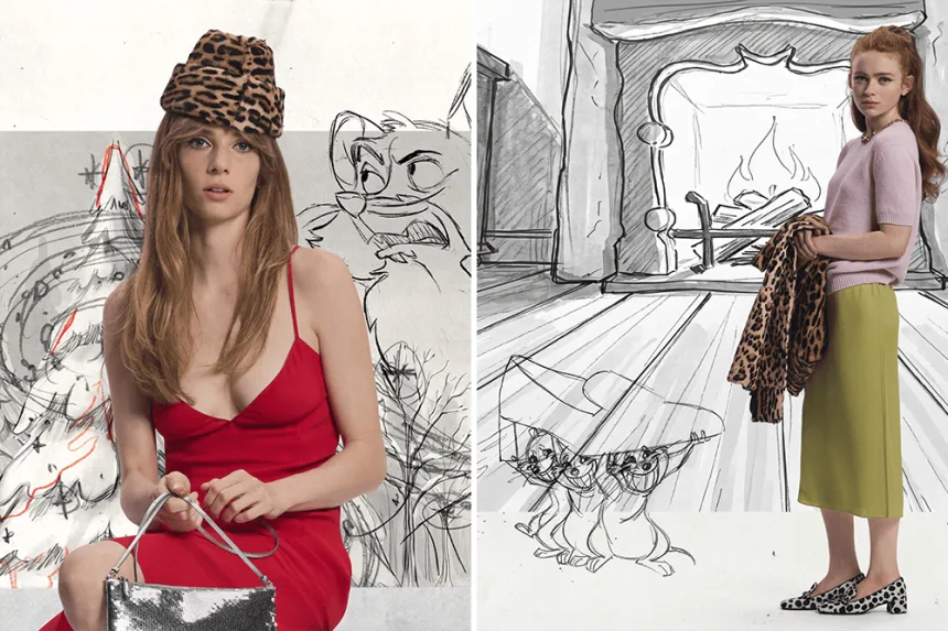 Elle çizilmiş animasyon karakterleriyle hazırlanan kış temalı moda kampanyası