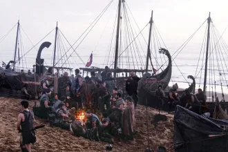 The Odyssey filminin geniş ölçekli yapım sürecini çağrıştıran film seti