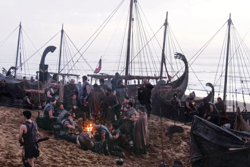 The Odyssey filminin geniş ölçekli yapım sürecini çağrıştıran film seti